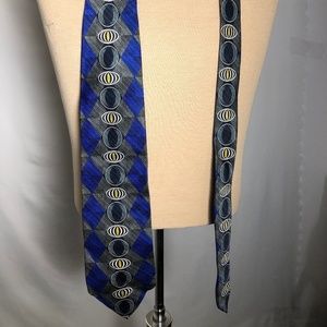 Mens Blue/Gray/Yellow/Black Tie. Like New. Single Mom Breast Cancer Fundraiser.